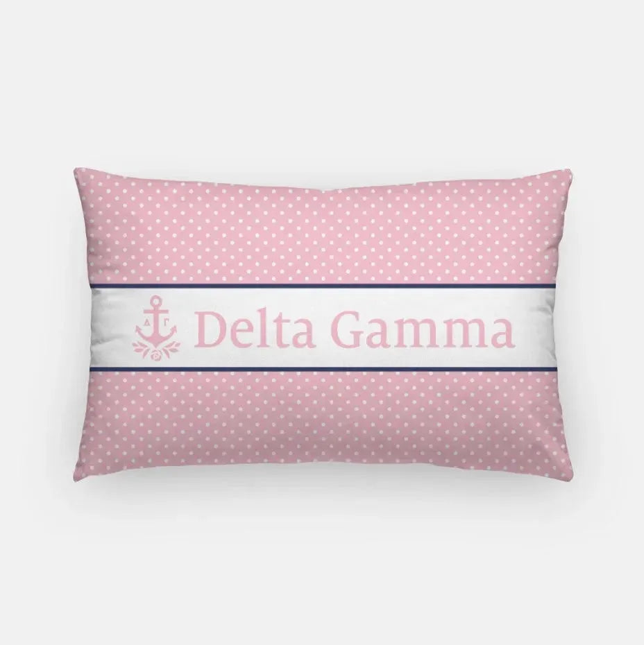 Delta Gamma Lumbar Pillow Cover - Polka Dots Pink Pillow Covers