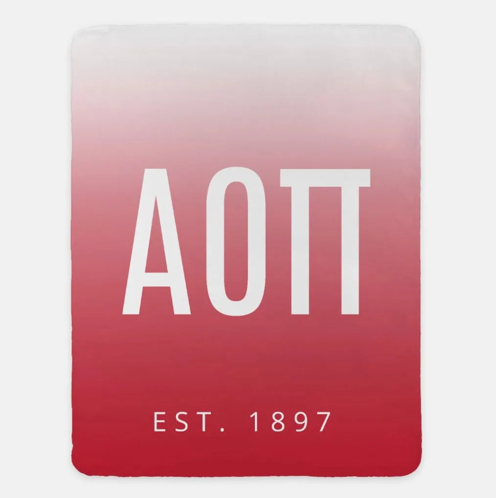 Alpha Omicron Pi Sherpa Blanket - Gradient - 60"x80" | Custom Gifts | Festive Fit Home