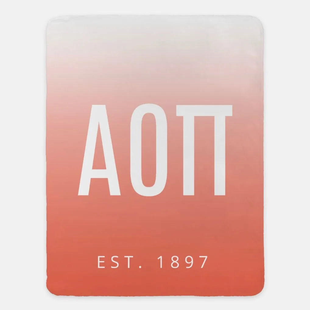 Alpha Omicron Pi Sherpa Blanket - Gradient - 60"x80" | Custom Gifts | Festive Fit Home