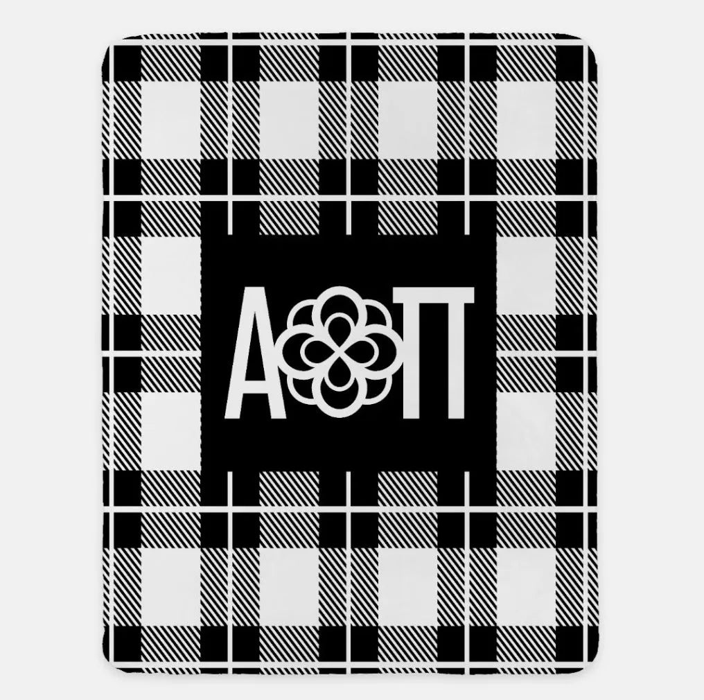 Alpha Omicron Pi XL 60x80 Plaid Sherpa Blanket | Official Gift Shop