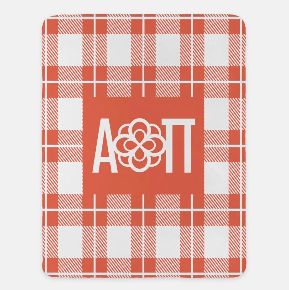 Alpha Omicron Pi XL 60x80 Plaid Sherpa Blanket | Official Gift Shop