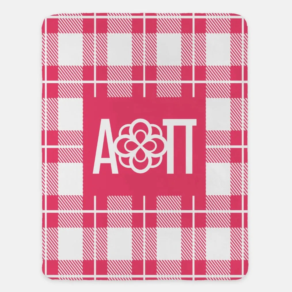 Alpha Omicron Pi XL 60x80 Plaid Sherpa Blanket | Official Gift Shop