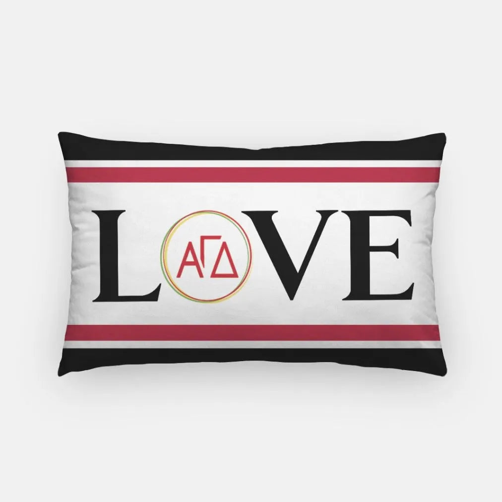 Alpha Gamma Delta Lumbar Throw Pillow Cover - LOVE | AGD Dorm Decor | Greek Letters