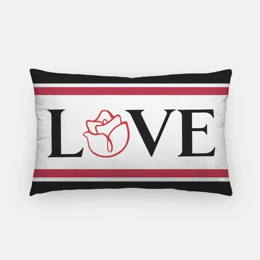 Alpha Gamma Delta Lumbar Throw Pillow Cover - LOVE Rose Pillow Covers