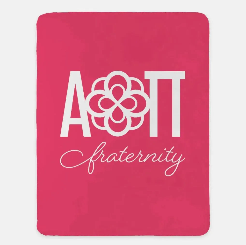 Alpha Omicron Pi XL 60x80 Traditional Sherpa Throw Blanket Pink Throw Blankets