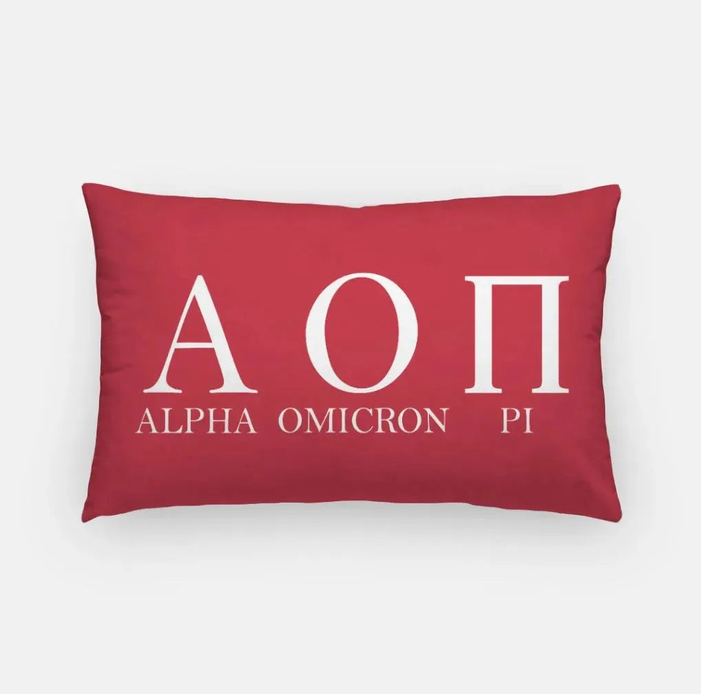 Alpha Omicron Pi Greek Letters Lumbar Throw Pillow Cover Cardinal Pillow Covers