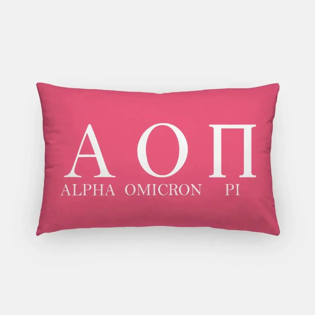 Alpha Omicron Pi Greek Letters Lumbar Throw Pillow Cover Pink Pillow Covers