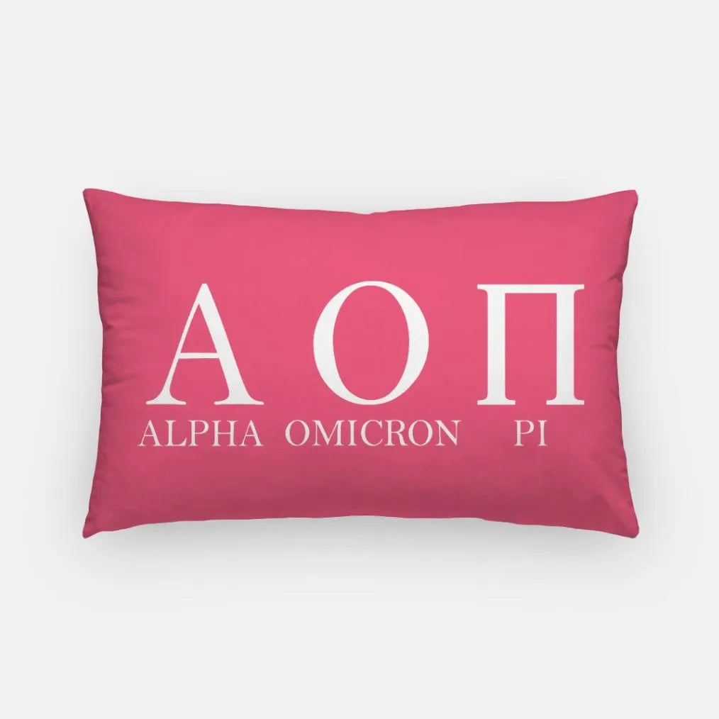 Alpha Omicron Pi Greek Letters Lumbar Throw Pillow Cover