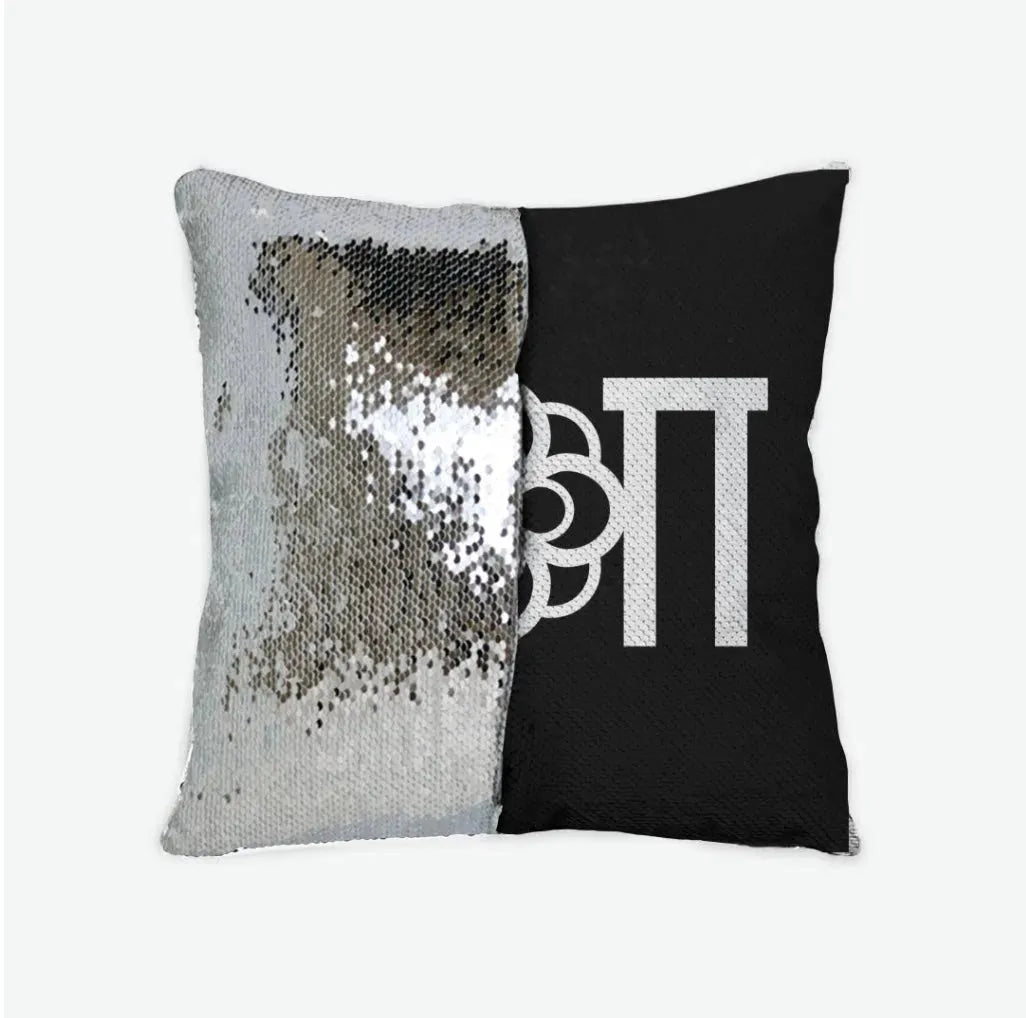 Alpha Omicron Pi Sequin Throw Pillow Cover Black Silver Pillow Covers