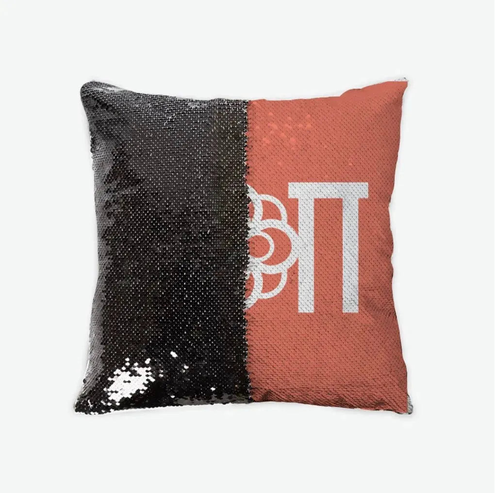 Alpha Omicron Pi Sequin Throw Pillow Cover Coral Black Pillow Covers