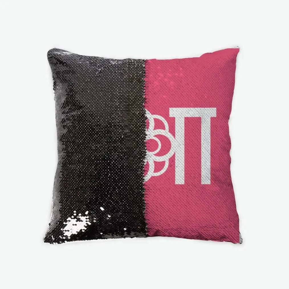 Alpha Omicron Pi Sequin Throw Pillow Cover Pink Black Pillow Covers