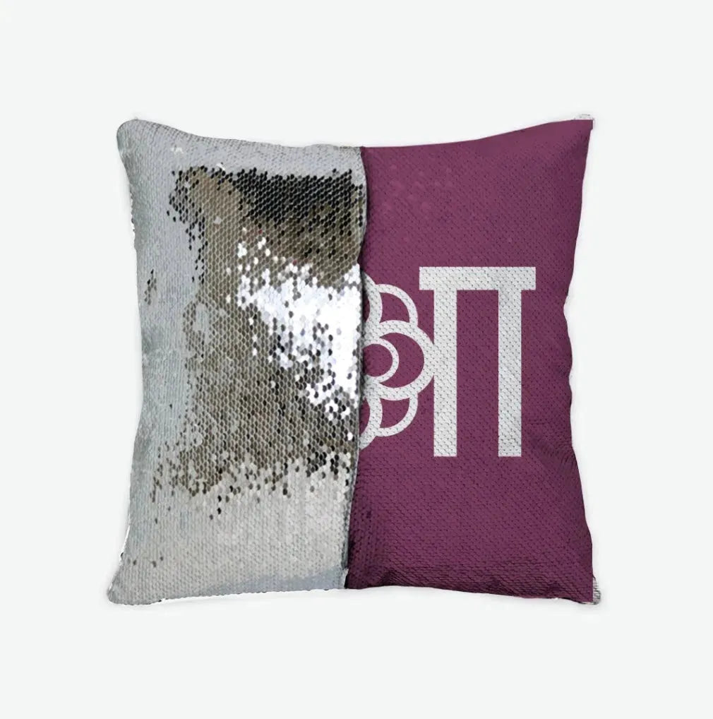 Alpha Omicron Pi Sequin Throw Pillow Cover Purple Silver Pillow Covers