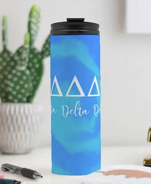 Tri Delta Thermal Tumbler - Blue Swirl 16 oz. Drinkware