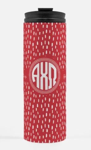 Alpha Chi Omega Thermal Tumbler | Scarlet Band 16 oz. | Gifts and Merchandise | Festive Fit Home