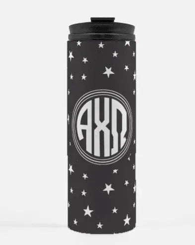Alpha Chi Omega Thermal Tumbler - Monogram Stars Ebony 16 oz. Drinkware