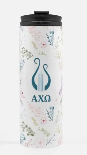 Alpha Chi Omega Thermal Tumbler - Lyre Vintage Floral 16 oz. Drinkware