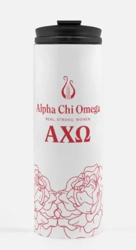 Alpha Chi Omega Traditional Logo Thermal Tumbler 16 oz. | Merchandise and Gifts | Festive Fit Home