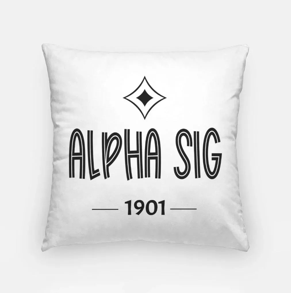 Alpha Sig 18" Throw Pillow Cover - Badgemark 1901 Black Pillow Covers