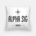 Alpha Sig Throw Pillow Cover - Badgemark 1901 18" | Dorm Decor | Gifts | Festive Fit Home