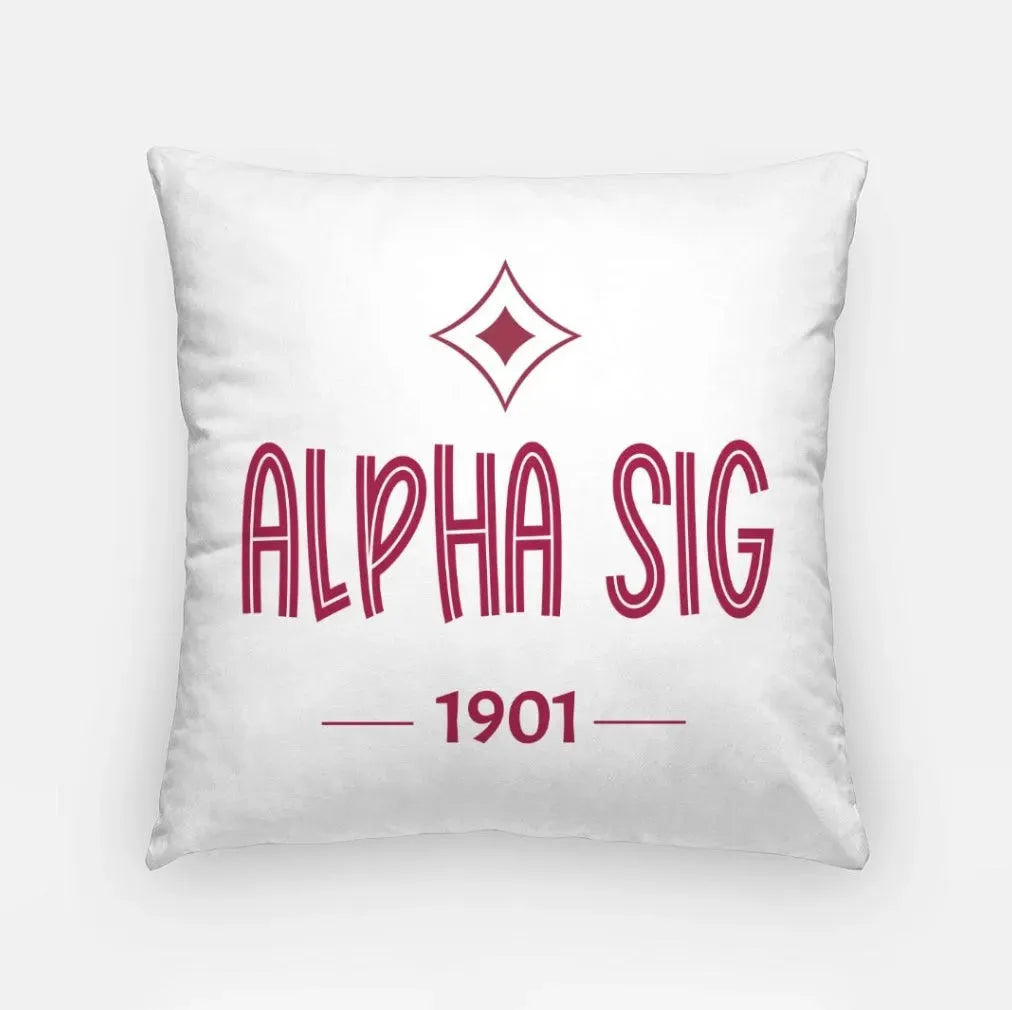 Alpha Sig 18" Throw Pillow Cover - Badgemark 1901 Crimson Pillow Covers
