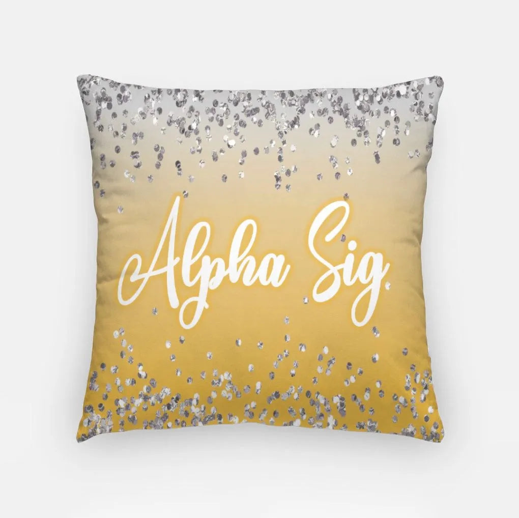 Alpha Sig Throw Pillow Cover - Glitter 18" | Gifts and Dorm Decor | Festive Fit Home