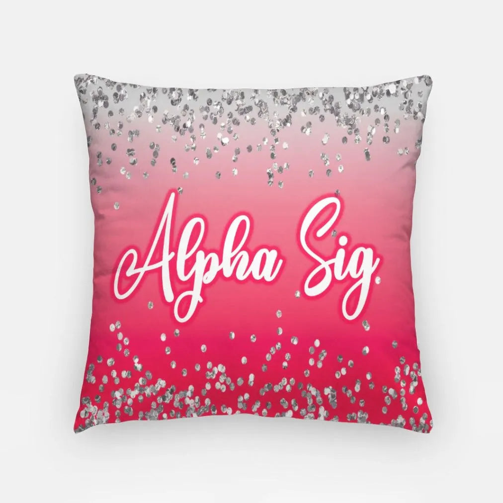 Alpha Sig Throw Pillow Cover - Glitter 18" | Gifts and Dorm Decor | Festive Fit Home