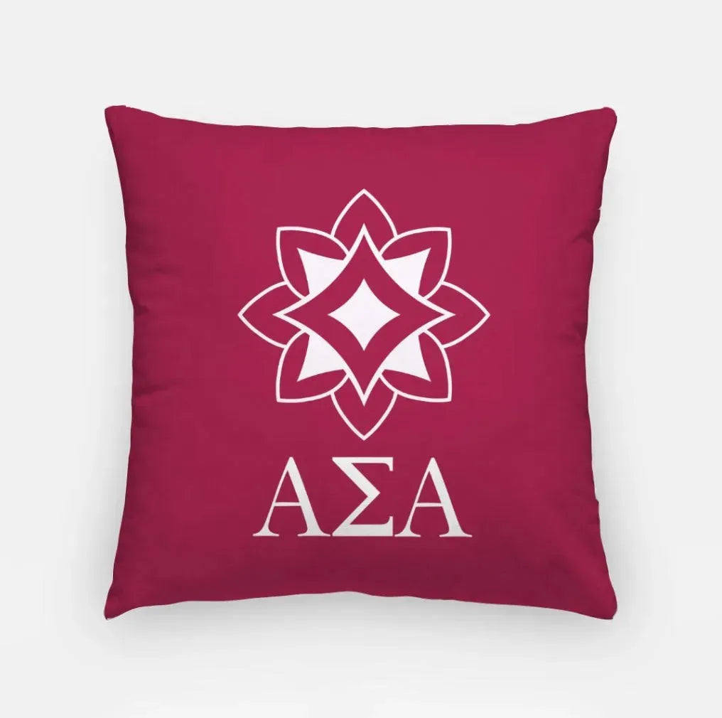 Alpha Sigma Alpha 18" Throw Pillow Cover - Logomark Greek Letters Crimson Pillow Covers