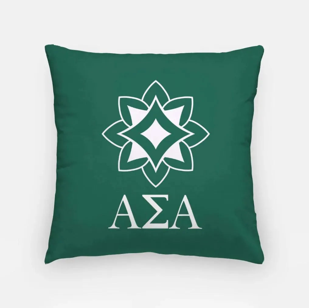 Alpha Sigma Alpha 18" Throw Pillow Cover - Logomark Greek Letters Green Pillow Covers