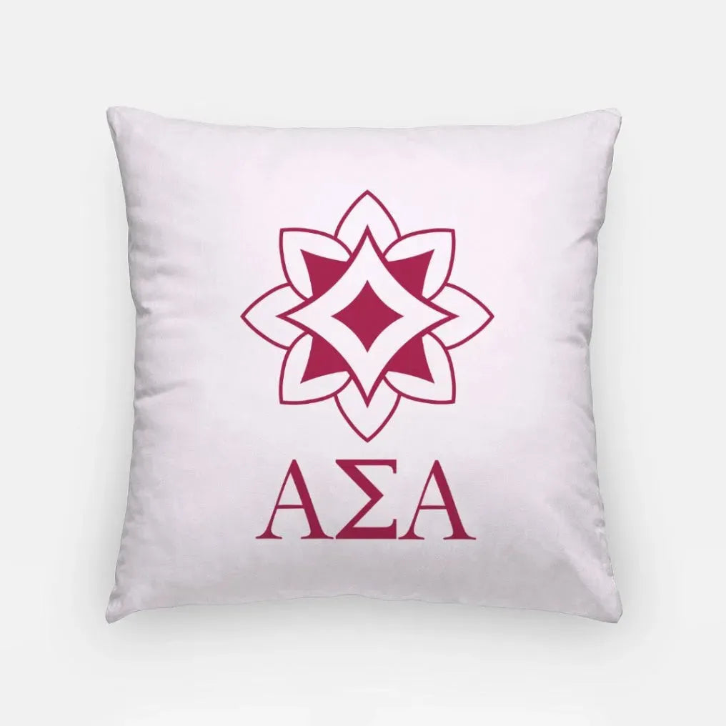 Alpha Sigma Alpha 18" Throw Pillow Cover - Logomark Greek Letters Pearl Pillow Covers