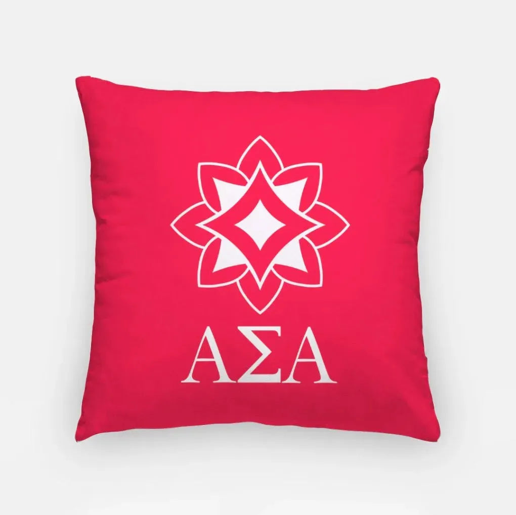 Alpha Sigma Alpha 18" Throw Pillow Cover - Logomark Greek Letters Ruby Pillow Covers