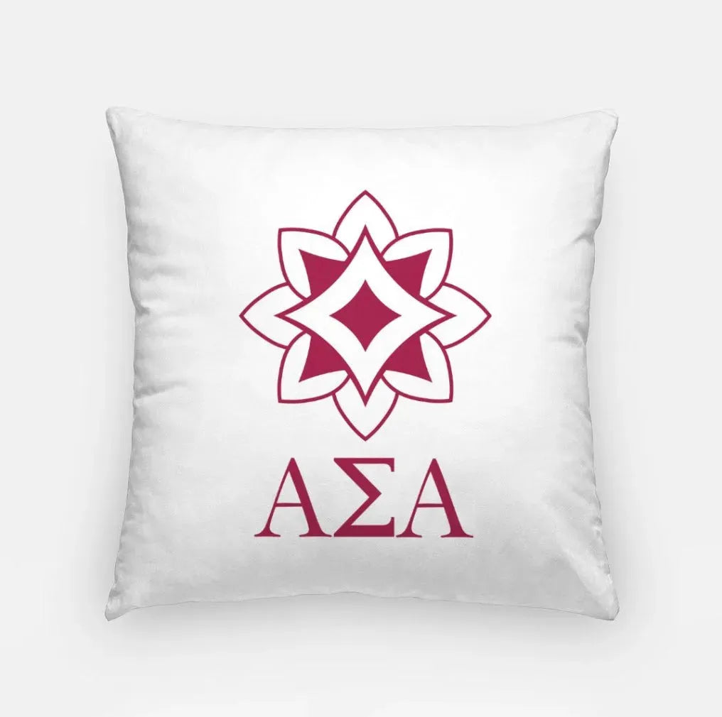 Alpha Sigma Alpha 18" Throw Pillow Cover - Logomark Greek Letters White Pillow Covers