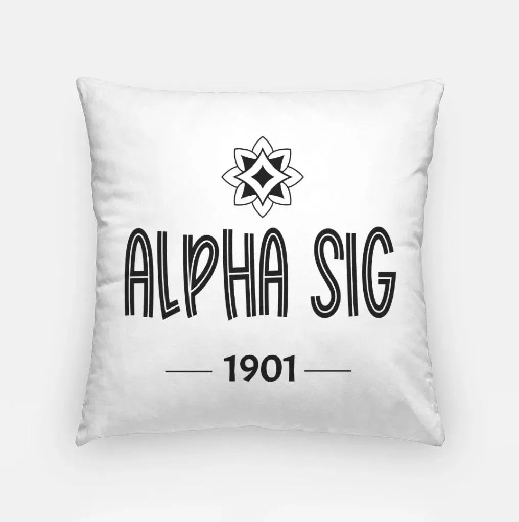 Alpha Sig 18" Throw Pillow Cover - Logomark 1901 Black Pillow Covers