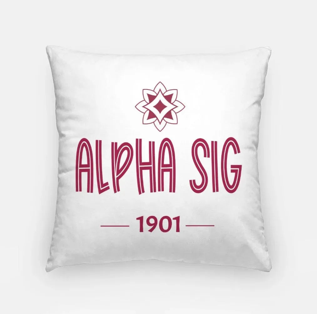 Alpha Sig 18" Throw Pillow Cover - Logomark 1901 Crimson Pillow Covers