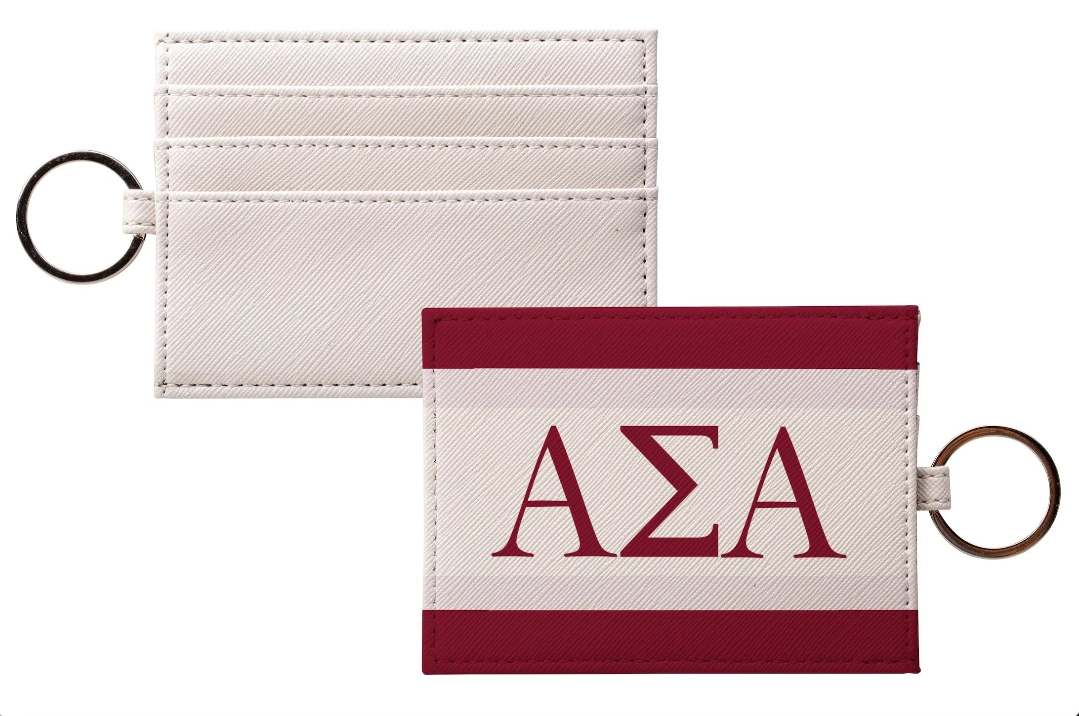 Alpha Sigma Alpha Keychain Cardholder  Stripes Vegan Leather Saffiano  | Custom Gifts | Official Merchandise | Festive Fit Home