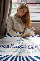 Kappa Kappa Gamma XL 60x80 Sherpa Blanket - Traditional Starburst Throw Blankets