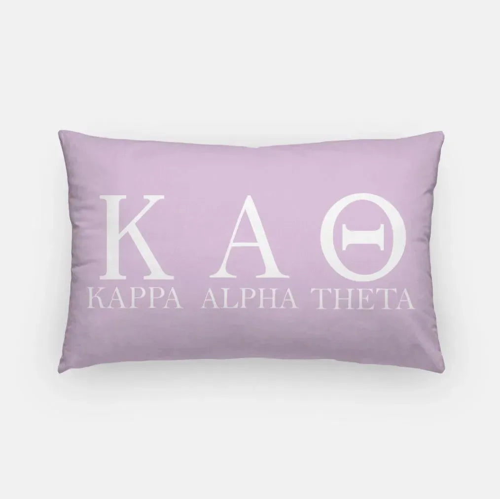 Kappa Alpha Theta Lumbar Pillow Cover - Greek Letters Purple Pillow Covers
