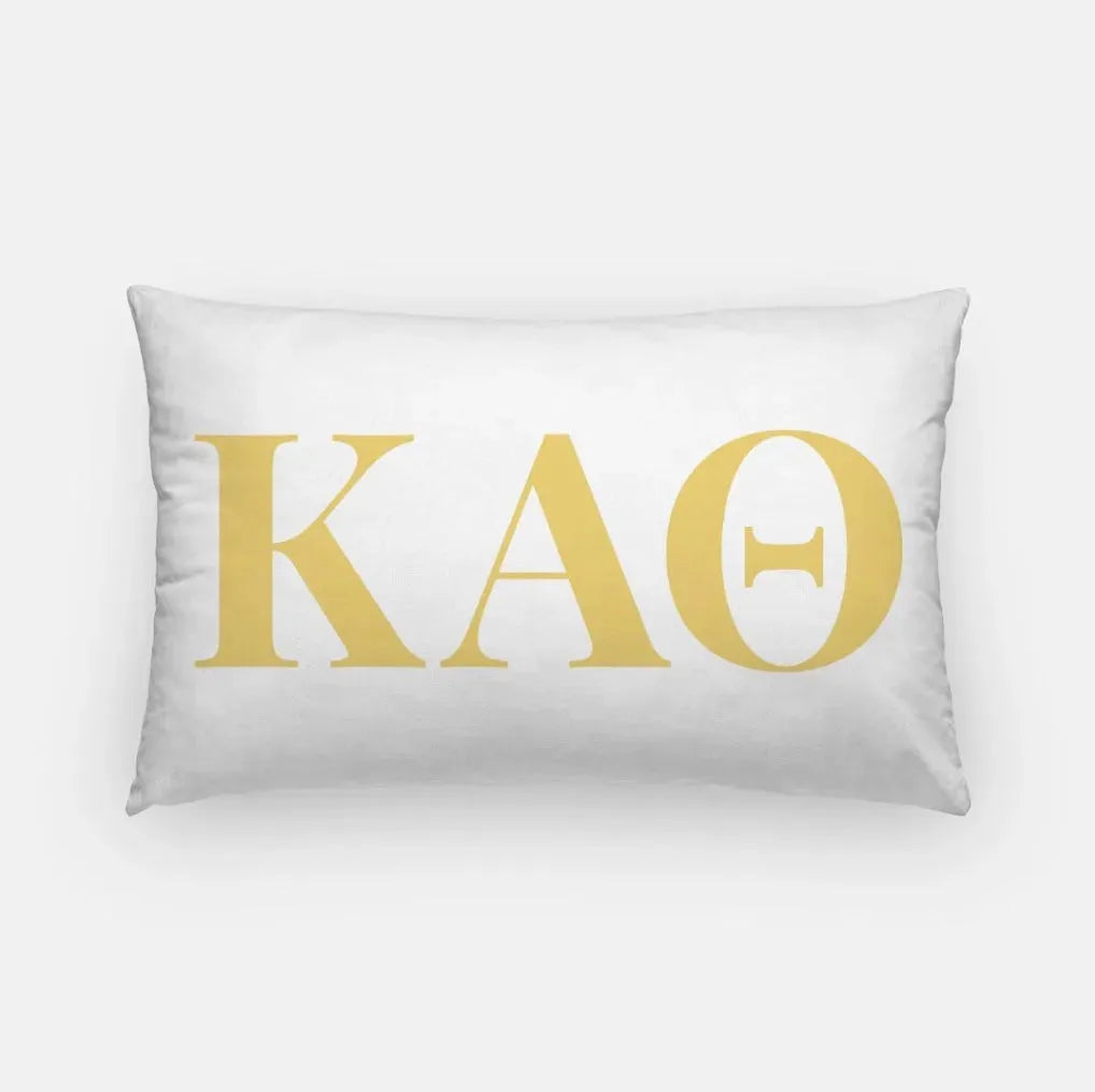 Kappa Alpha Theta Lumbar Pillow Cover - Traditional Greek Letters Gold Pillow Covers