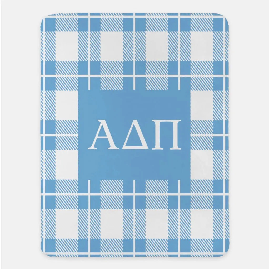 Alpha Delta Pi XL 60x80 Plaid Sherpa Blanket | ADPi Gifts & Decor