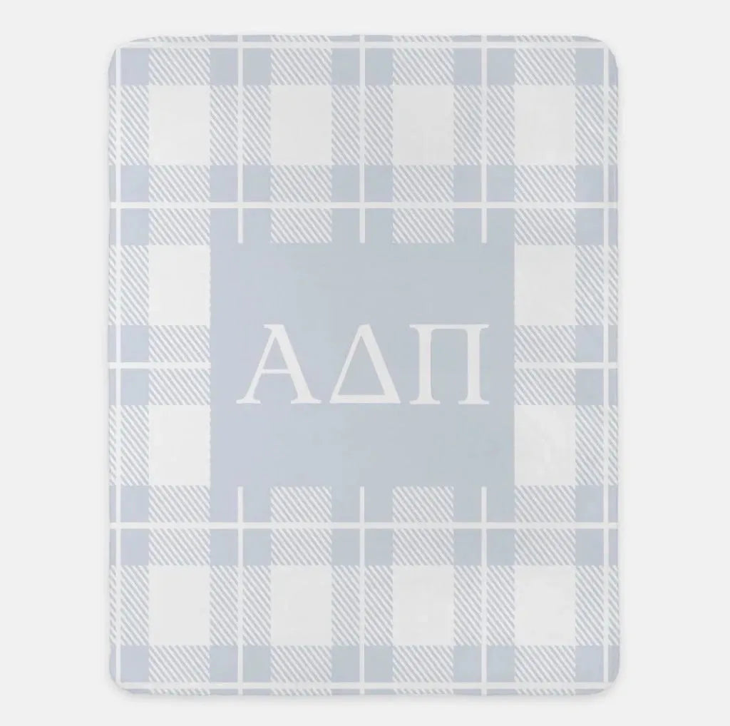 Alpha Delta Pi XL 60x80 Plaid Sherpa Throw Blanket Horizon Throw Blankets