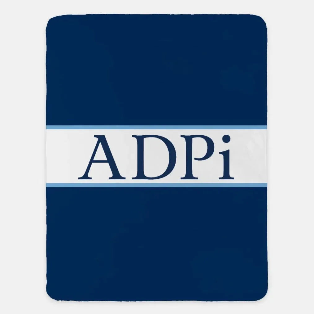 ADPi XL 60x80 Sherpa Throw Blanket - Center Band Midnight Throw Blankets