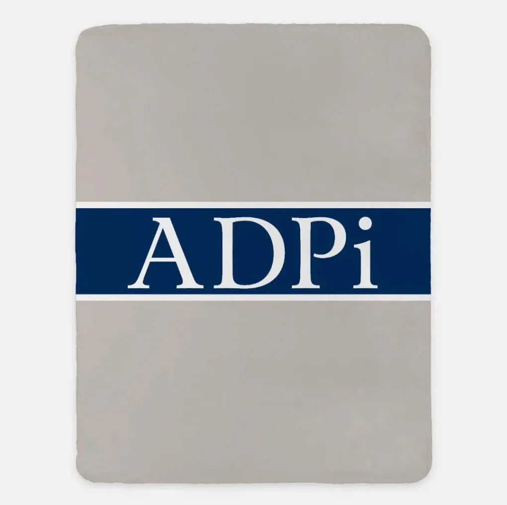 ADPi XL 60x80 Sherpa Throw Blanket - Center Band Sand Throw Blankets