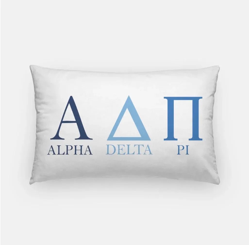 Alpha Delta Pi Lumbar Pillow Cover - Greek Letters White Pillow Covers