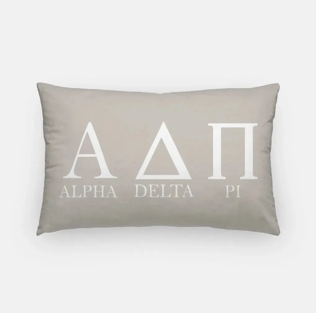 Alpha Delta Pi Lumbar Pillow Cover - Greek Letters Sand Pillow Covers