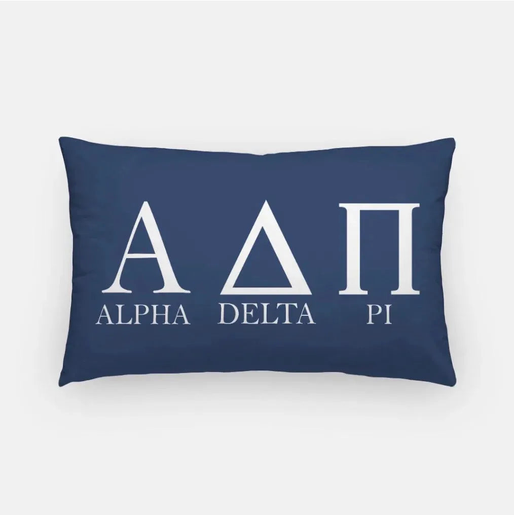 Alpha Delta Pi Lumbar Pillow Cover - Greek Letters Midnight Pillow Covers