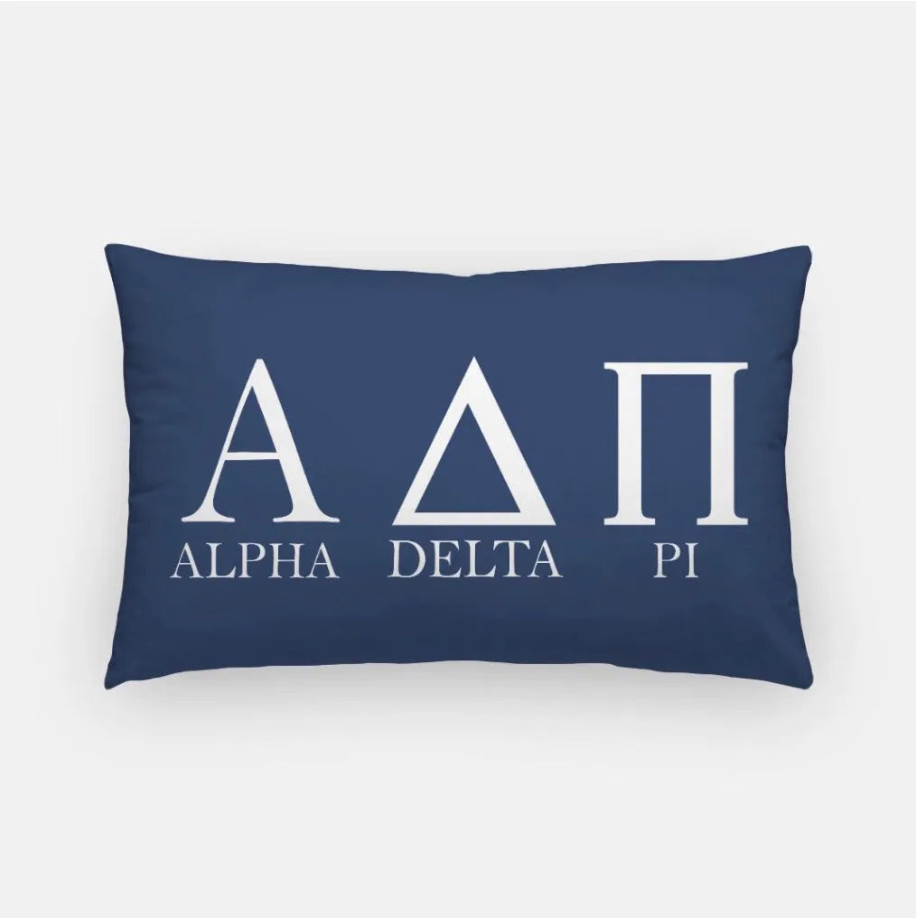 Alpha Delta Pi Lumbar Pillow Cover Greek Letters | ADPi Gifts & Decor | Campus Greek Fit