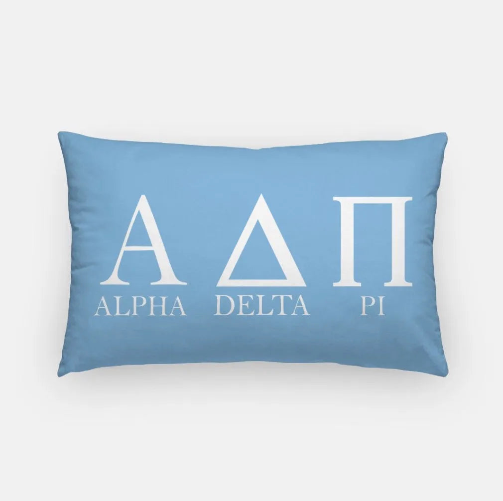 Alpha Delta Pi Lumbar Pillow Cover Greek Letters | ADPi Gifts & Decor | Campus Greek Fit