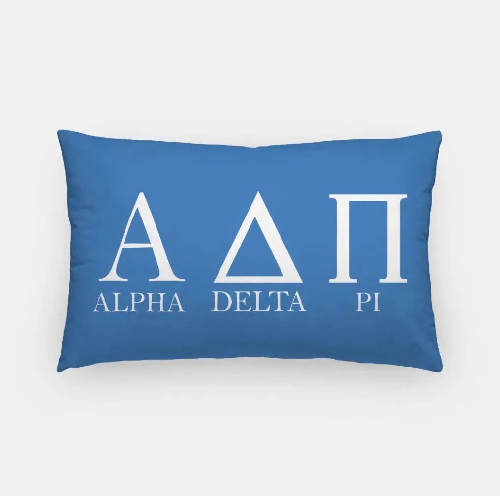 Alpha Delta Pi Lumbar Pillow Cover - Greek Letters Azure Pillow Covers