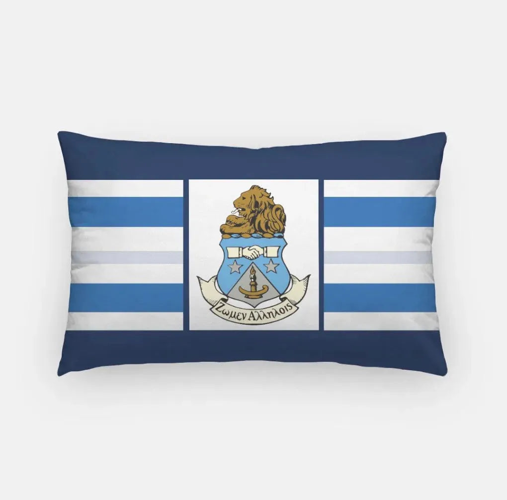 Alpha Delta Pi Lumbar Pillow Cover - Stripes Crest Pillow Covers