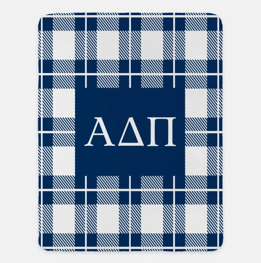 Alpha Delta Pi XL 60x80 Plaid Sherpa Blanket | ADPi Gifts & Decor