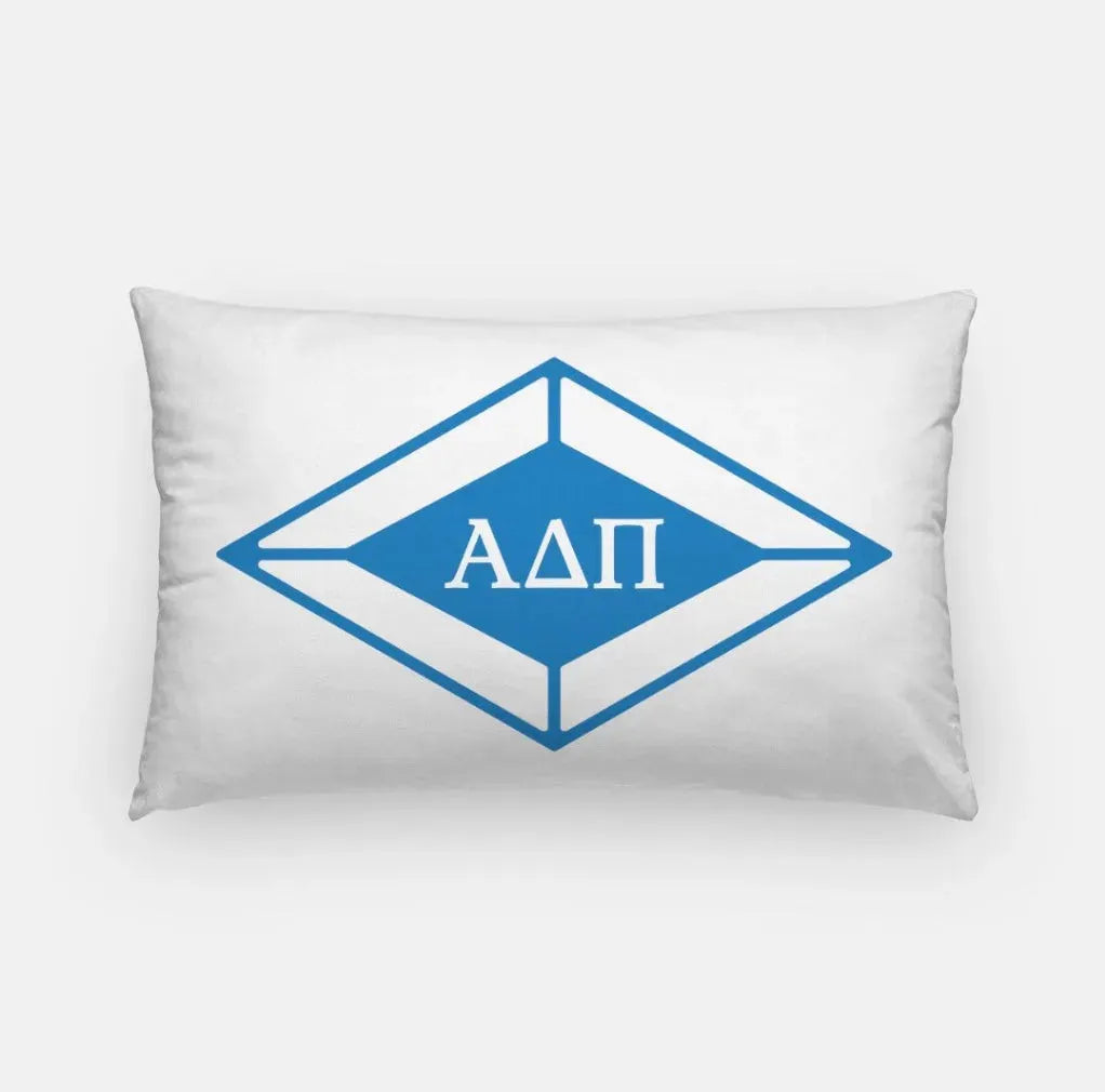 Alpha Delta Pi Lumbar Pillow Cover - Traditional Diamond White Azure Pillow Covers